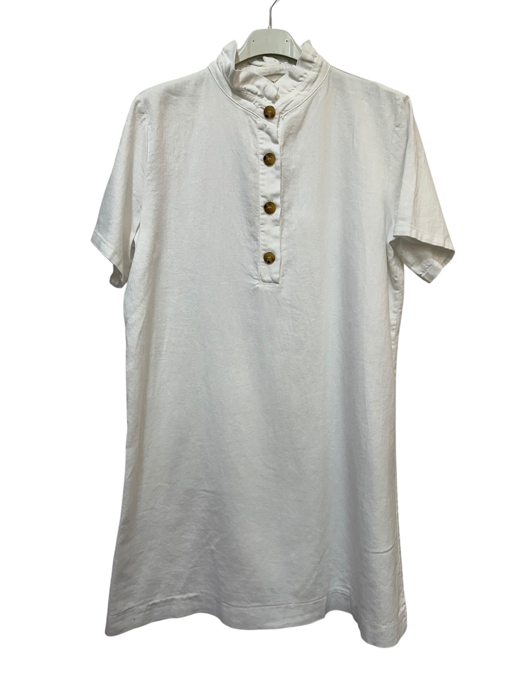 VC68231WHI Cotton Victorian-Collar Tunic Dress White