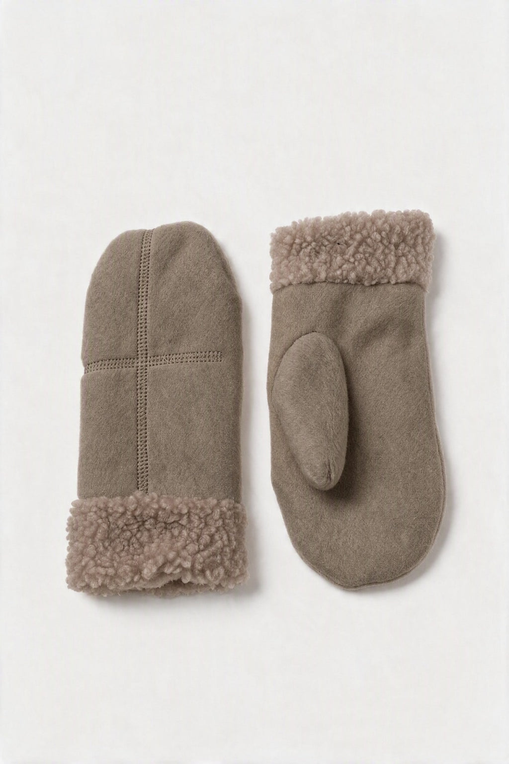 JA293 Taupe Sherpa Trim Mittens
