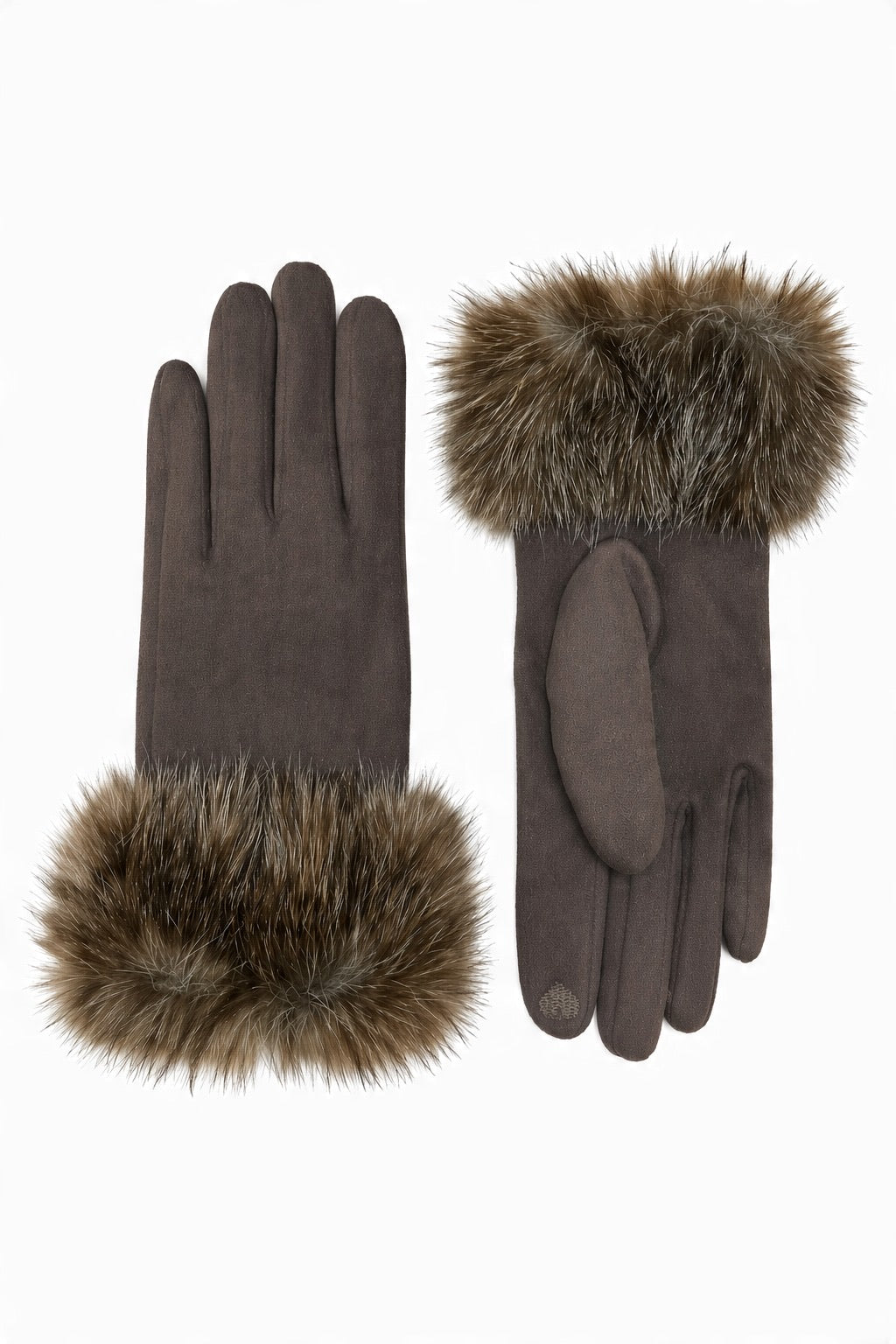JA181 Dark Taupe Fur Cuff Gloves