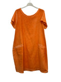 VC9537ORA Cotton-Linen Pocket Dress Orange
