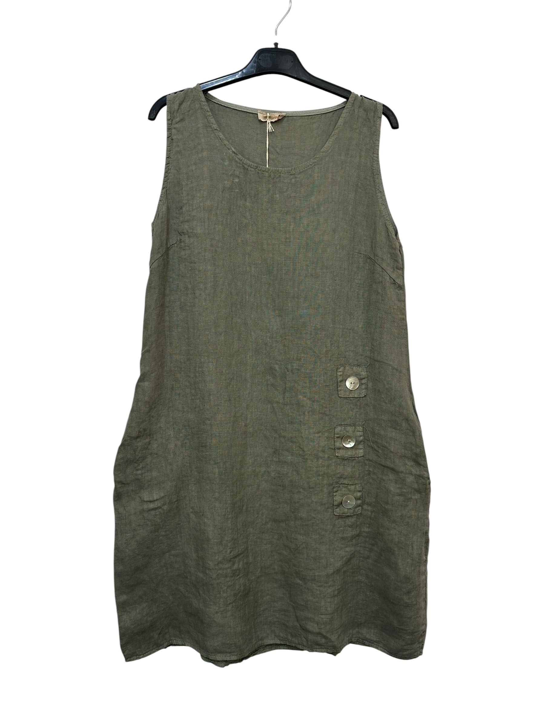 VC1302LKHA Linen Strap Dress Khaki