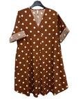 VC802317BRI Cotton Polka Dot Dress Brick