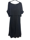 VC2PCSBLA Cotton Two-Piece Midi Dress Set Black