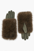 JA189 Olive Oversized Fur Gloves