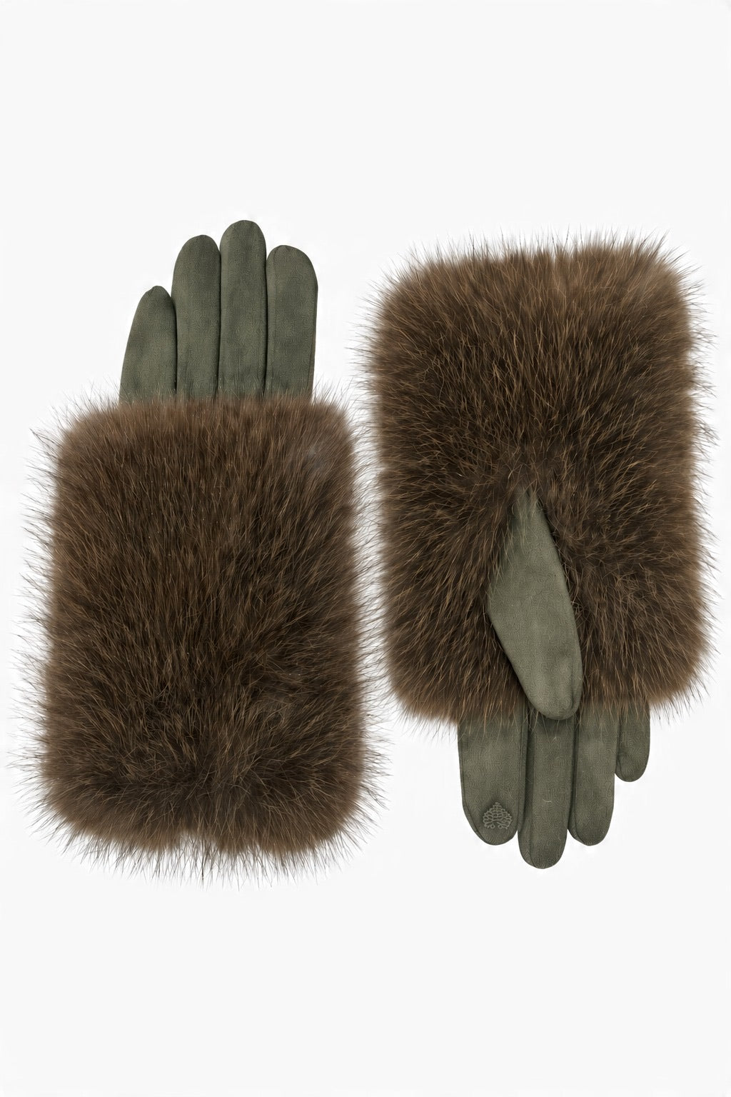JA189 Olive Oversized Fur Gloves