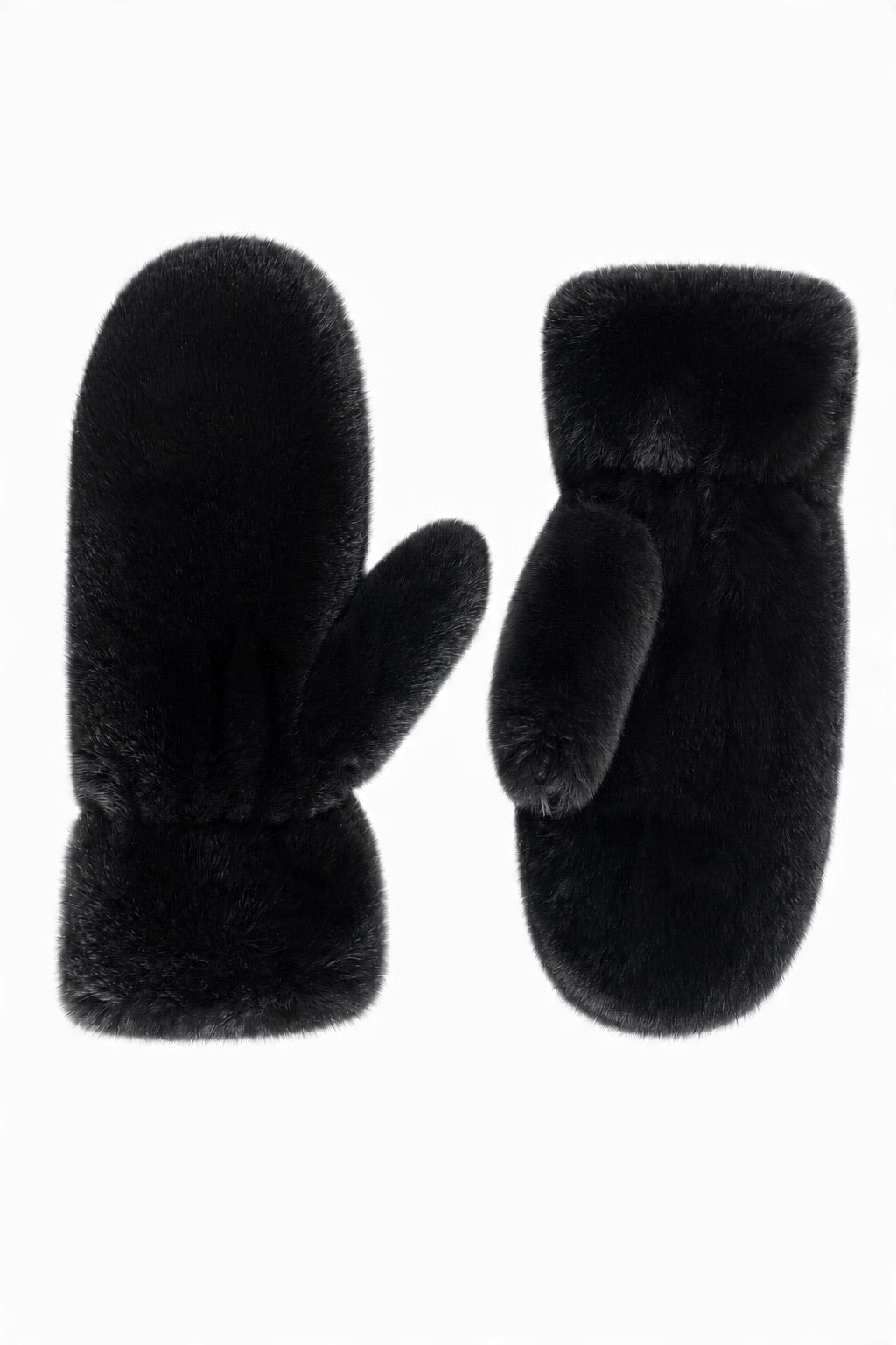 JA311 Black Faux Mink Mittens