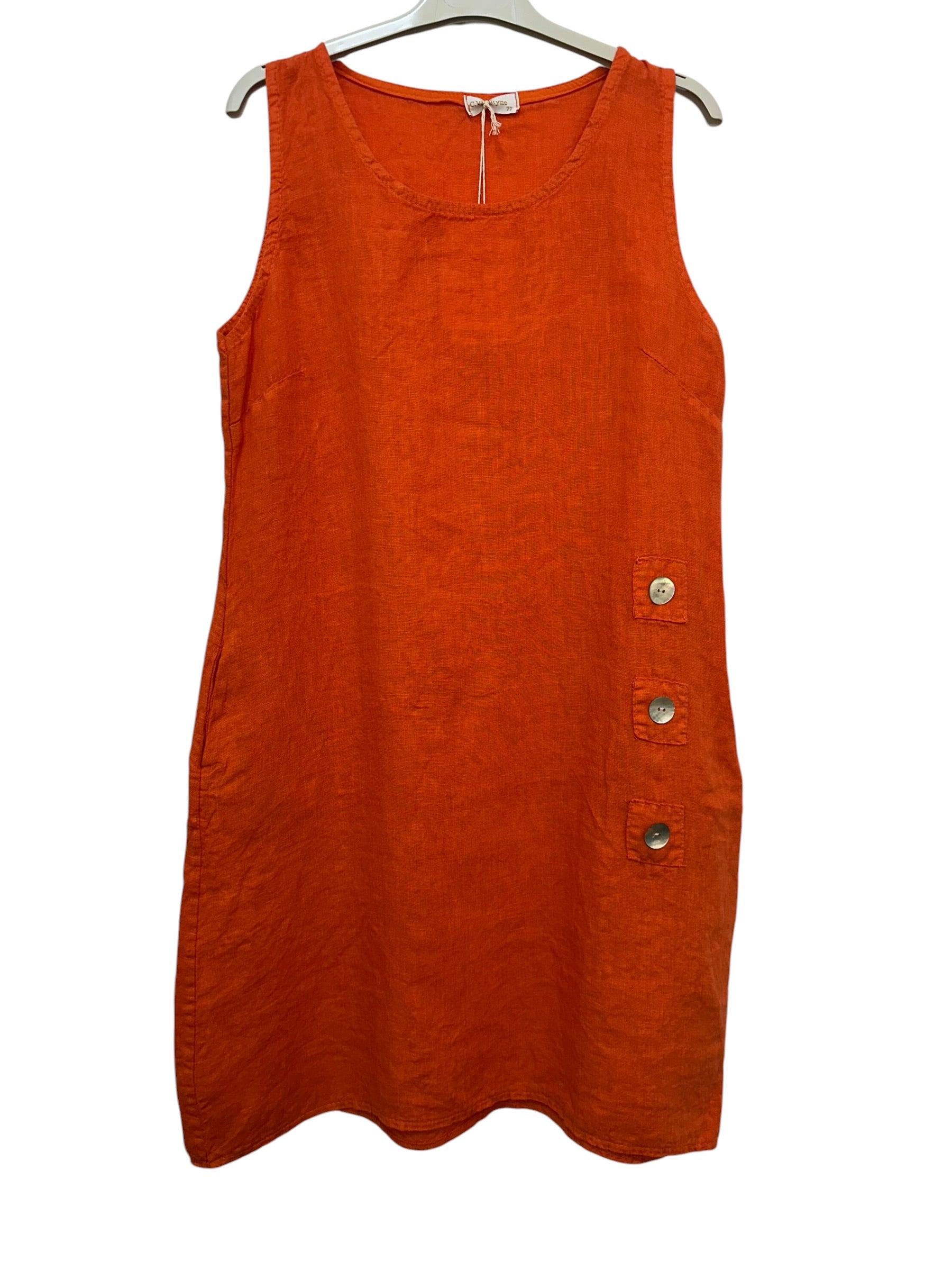 VC1302LORA Linen Strap Dress Orange