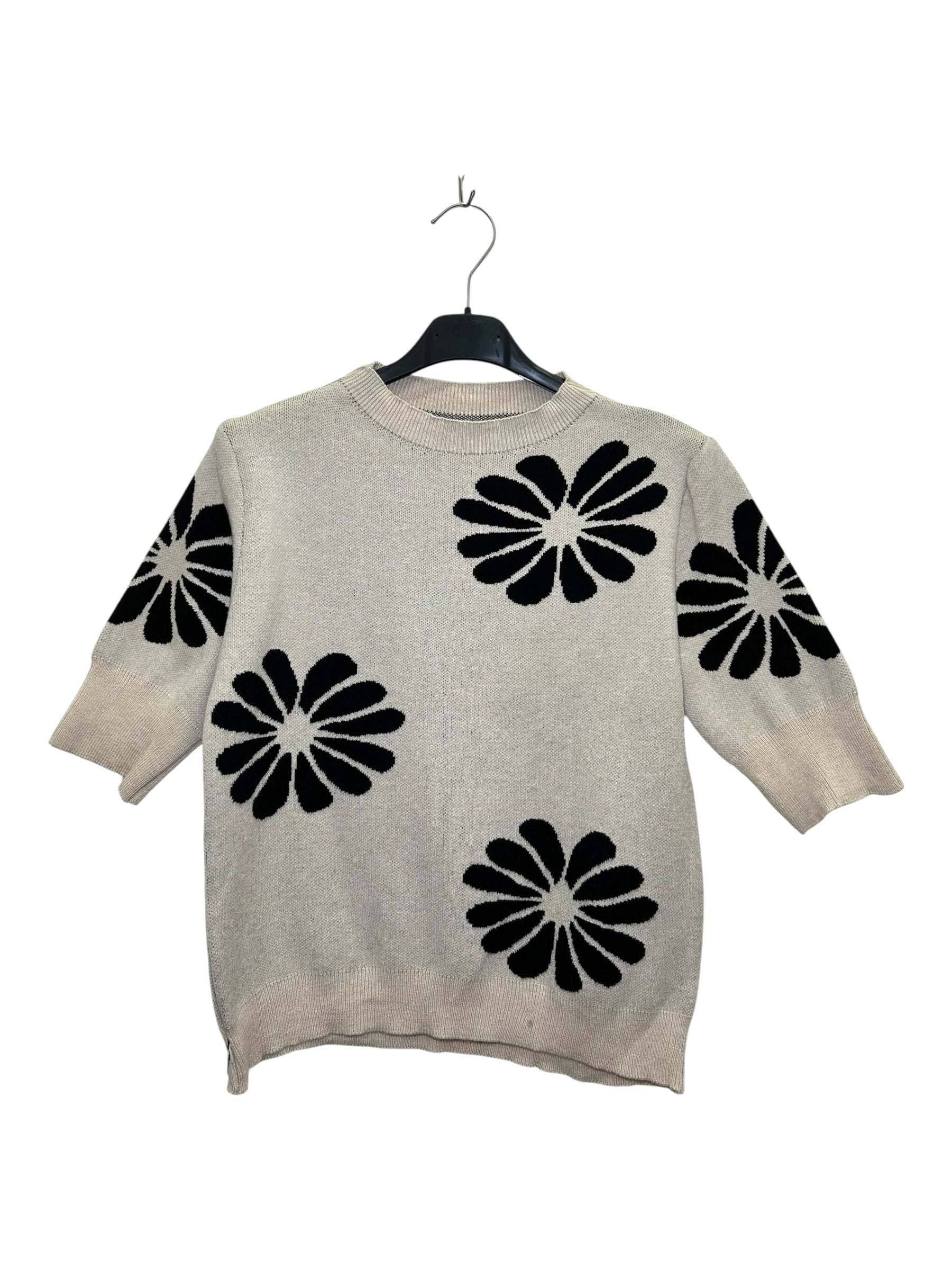 VM66 Beige Floral Print Sleeveless Sweater