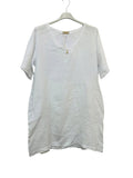 VC0147WHI Linen V-Neck Tunic Dress White