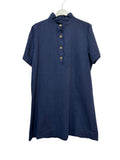 VC68231NAV Cotton Victorian-Collar Tunic Dress Navy