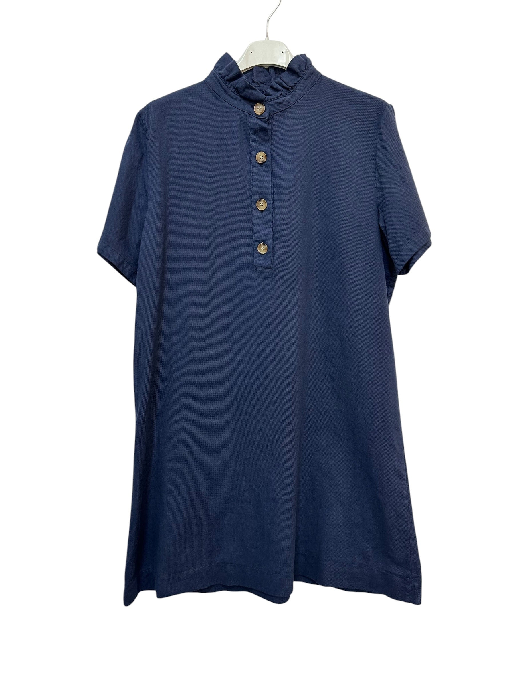 VC68231NAV Cotton Victorian-Collar Tunic Dress Navy