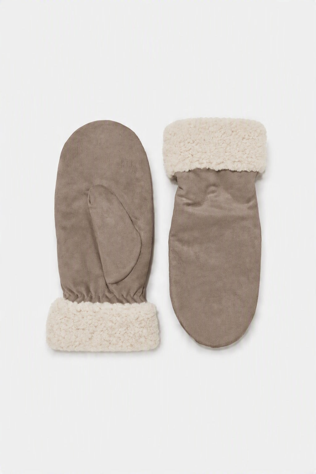 JA192 Taupe Sherpa Suede Mittens