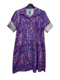 VC24002QROY Cotton Abstract Print Shirt Dress Royal Blue