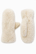 JA318 Beige Curly Teddy Mittens