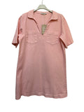 VC6826PIN Cotton Polo V-Neck Dress Pink