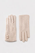 JA302 Light Taupe Button Knit Gloves