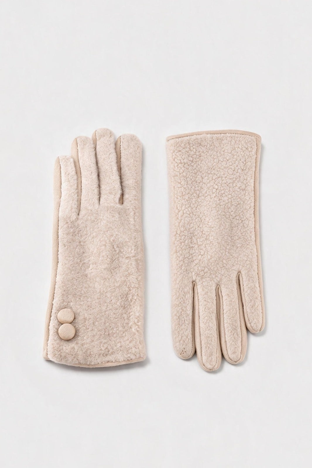 JA302 Light Taupe Button Knit Gloves