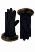 JA252 Black Fur Trim Gloves