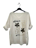 VM24 White Floral Graphic V-Neck Velvet Top