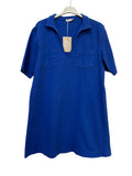 VC6826ROY Cotton Polo V-Neck Dress Royal Blue