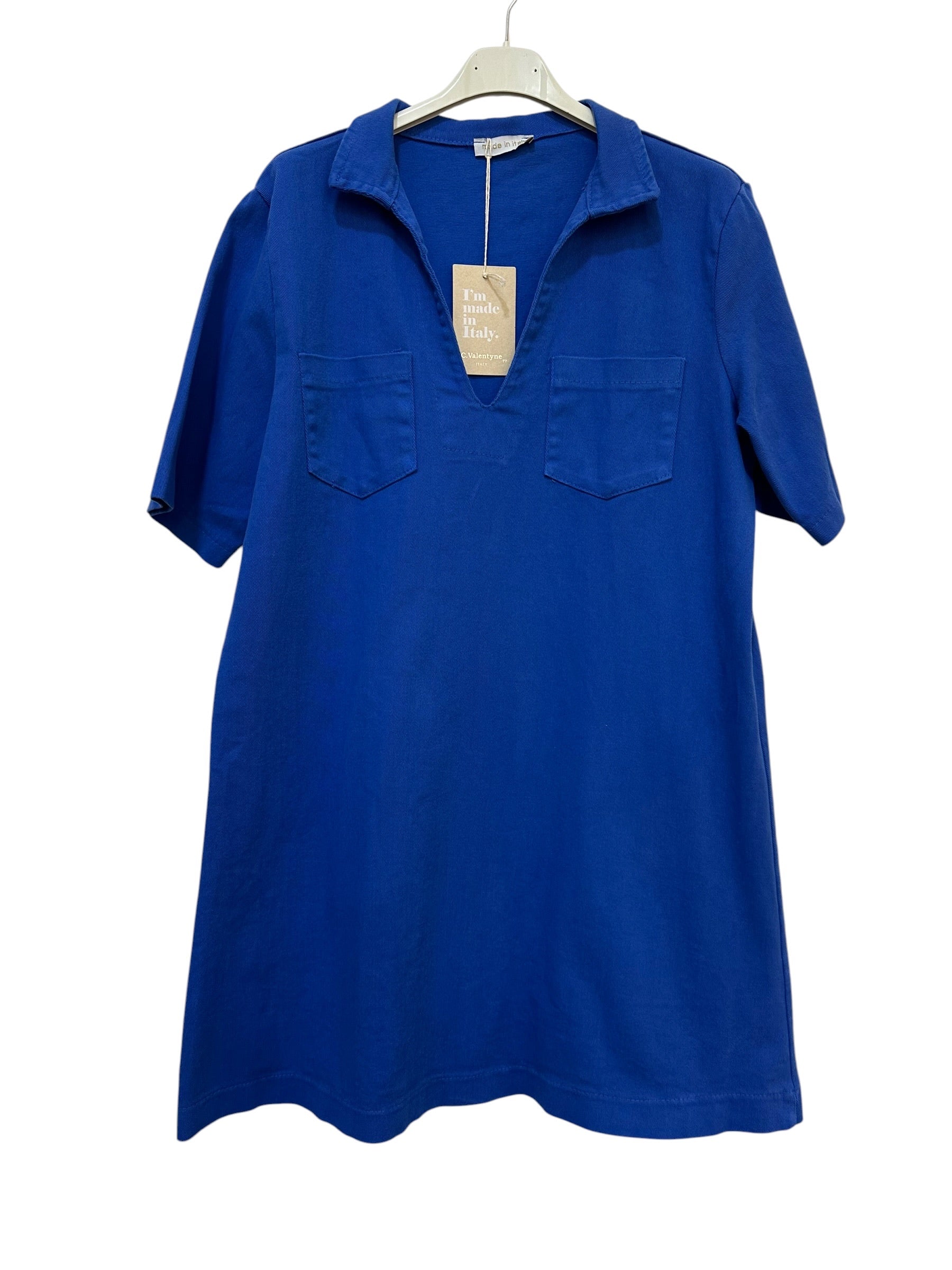 VC6826ROY Cotton Polo V-Neck Dress Royal Blue