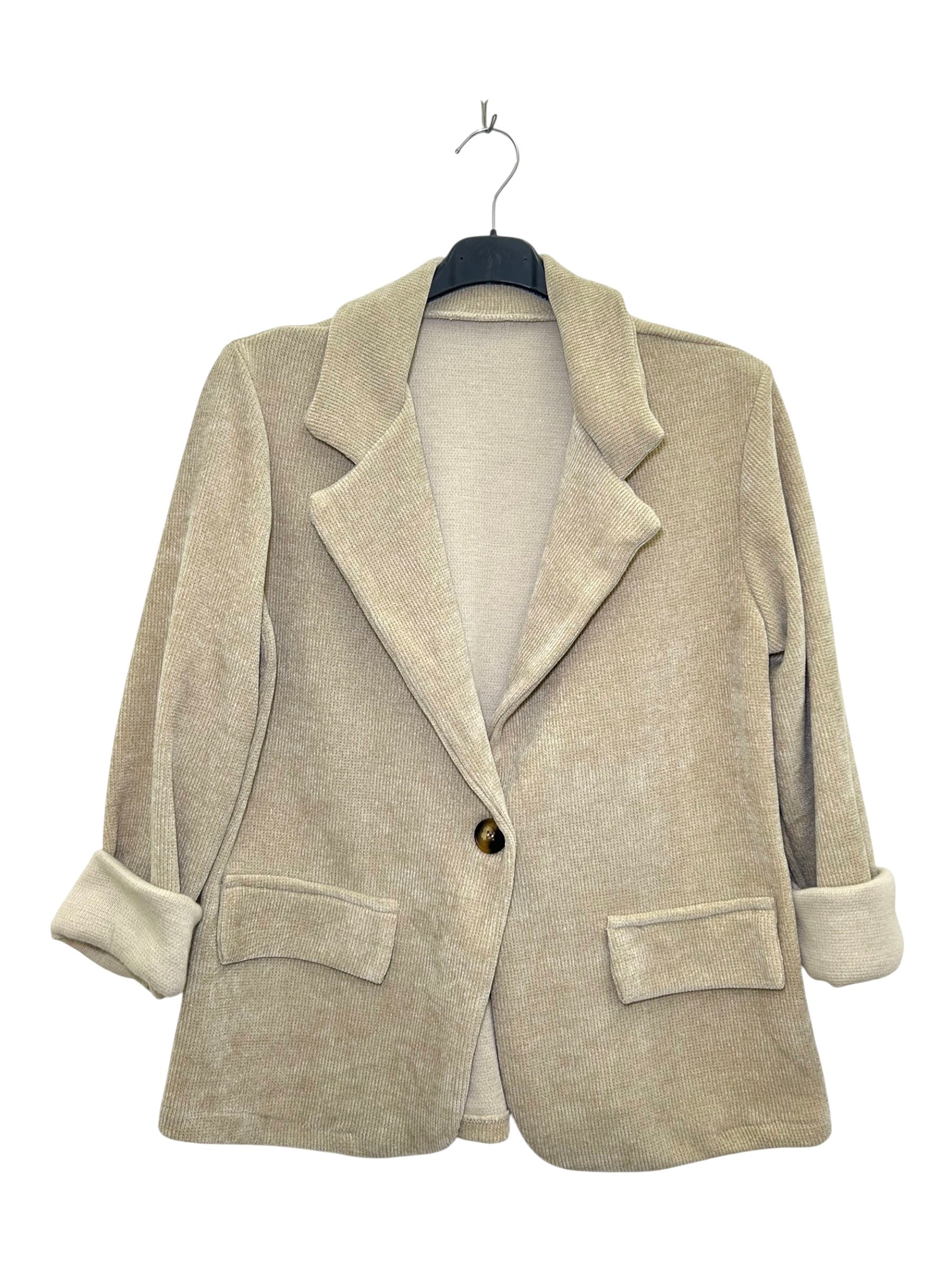 VM46 Beige Velvet Blazer