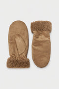 JA193 Camel Sherpa Suede Mittens