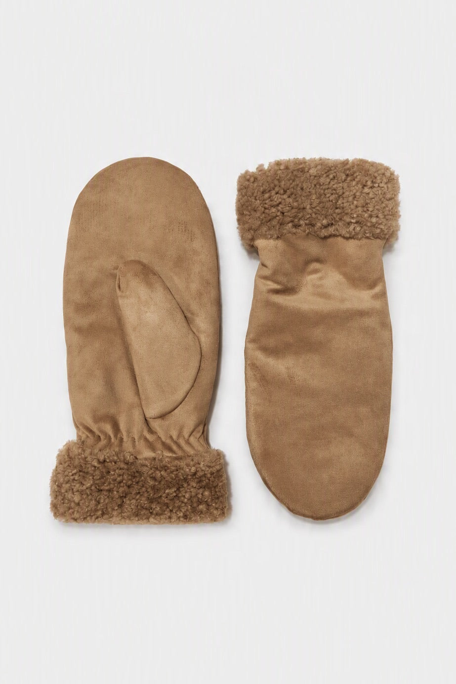 JA193 Camel Sherpa Suede Mittens