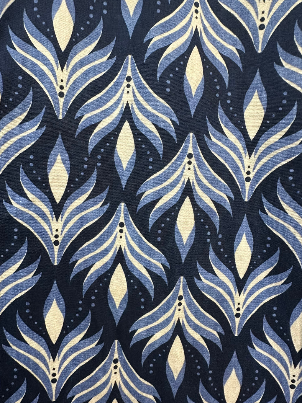VC24002HNAV Cotton Leaf Print Shirt Dress Navy