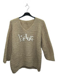VM88 Light Beige Adore Print Teddy Sweater