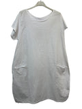 VC9537WHI Cotton-Linen Pocket Dress White