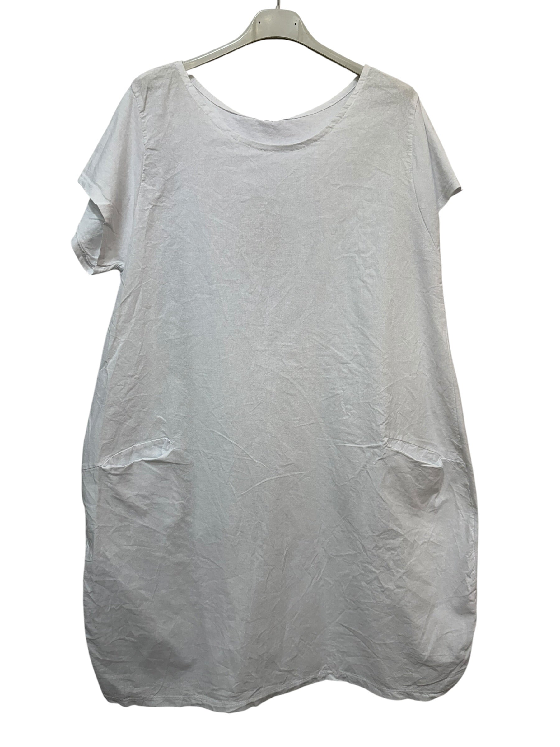 VC9537WHI Cotton-Linen Pocket Dress White