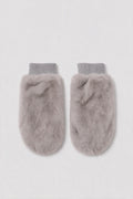 JA368 Light Grey Fluffy Fur Mittens