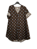 VC802317CHO Cotton Polka Dot Dress Chocolate