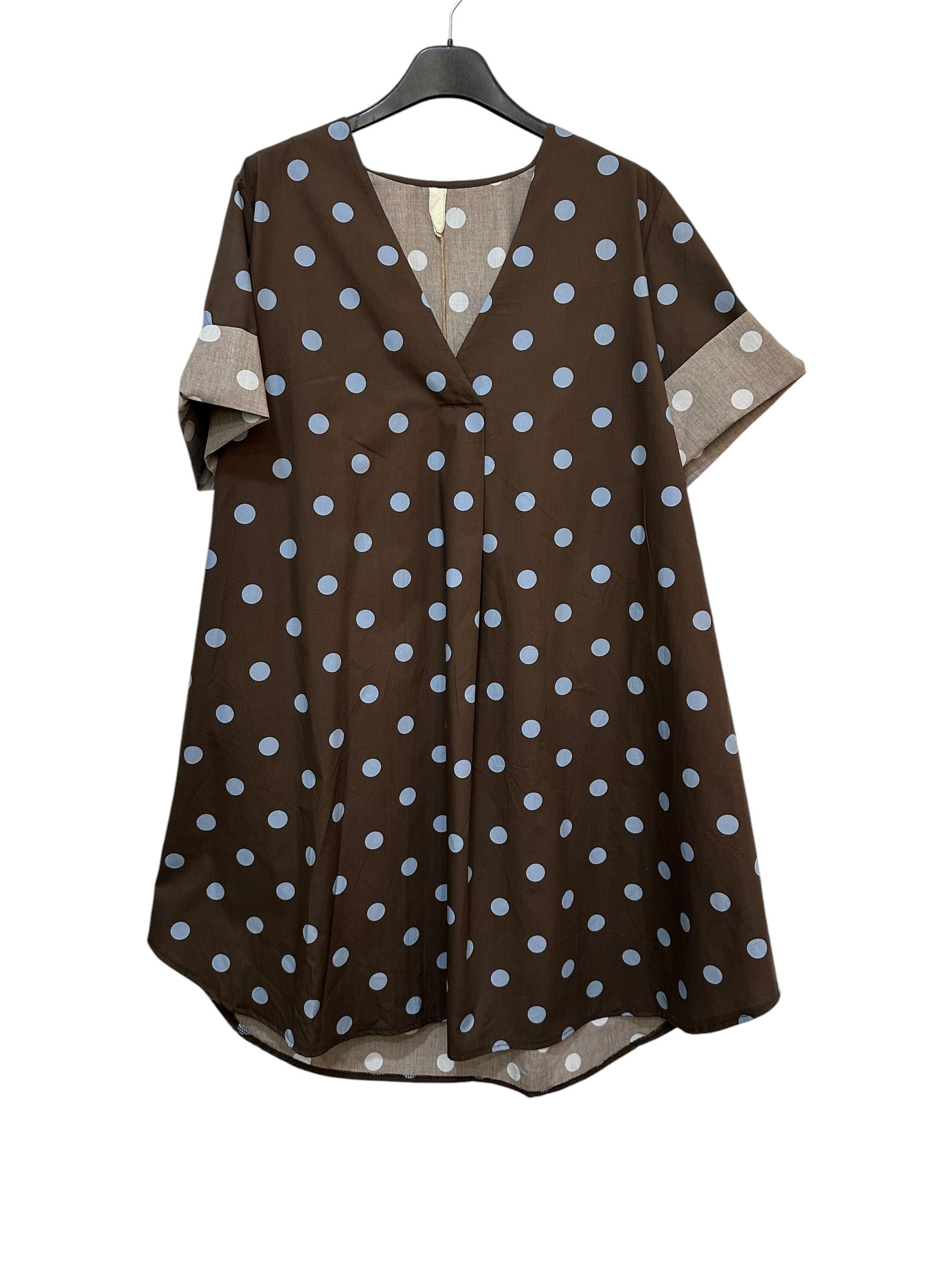 VC802317CHO Cotton Polka Dot Dress Chocolate