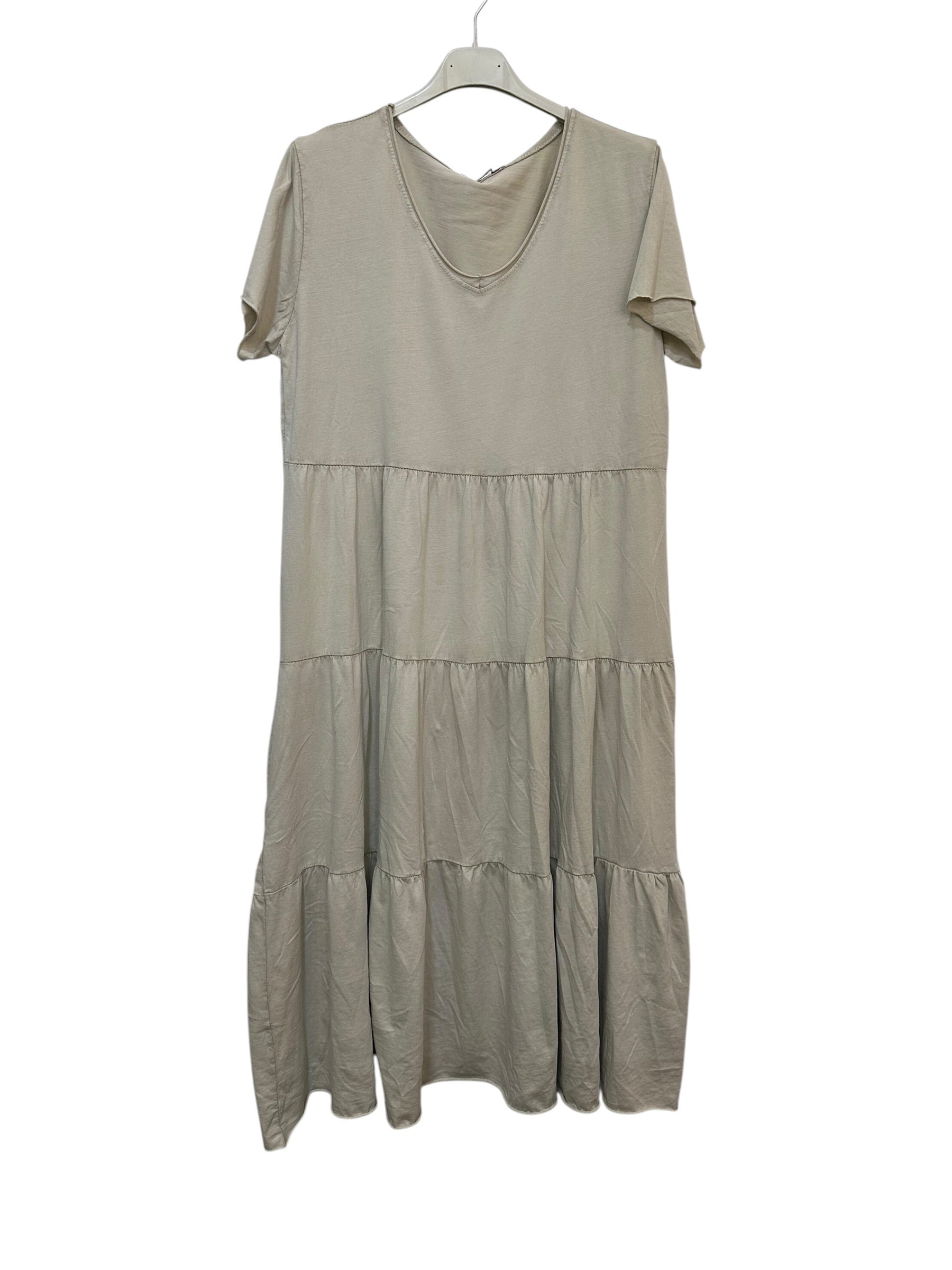 VC2446BEI Cotton V-Neck Dress Beige