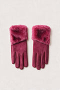 JA386 Fuchsia Folded Fur Cuff Gloves