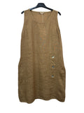 VC1302LCAM Linen Strap Dress Camel