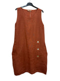 VC1302LBRI Linen Strap Dress Brick