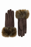 JA182 Brown Fur Cuff Gloves