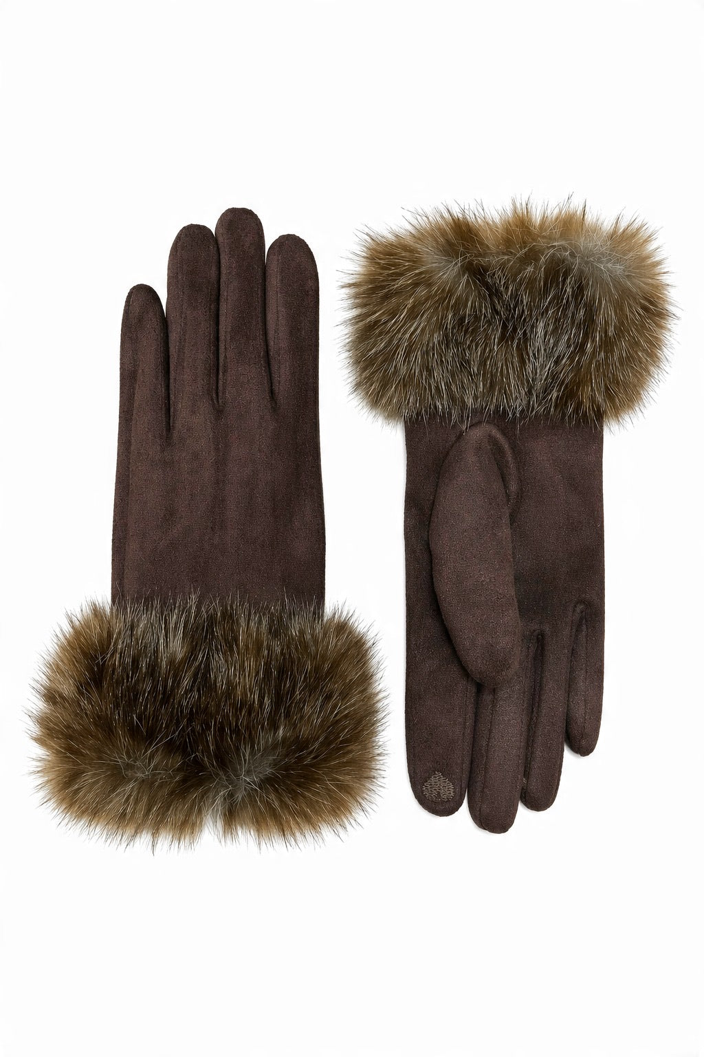 JA182 Brown Fur Cuff Gloves