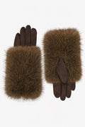JA188 Brown Oversized Fur Gloves