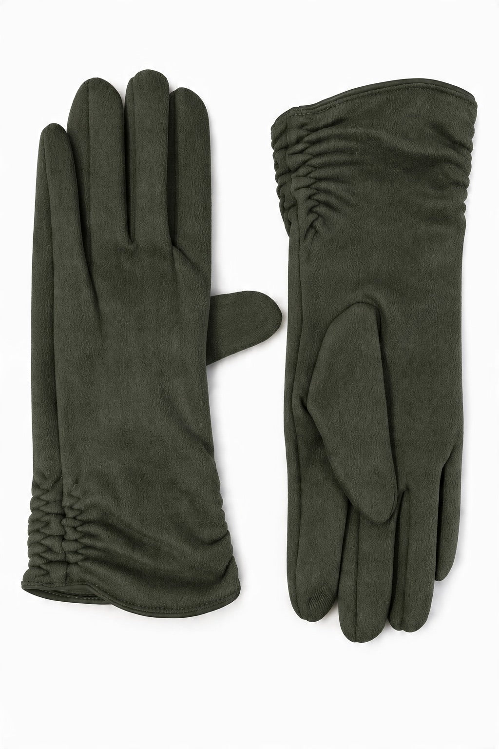 JA241 Olive Ruched Gloves