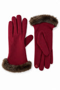 JA257 Wine Fur Trim Gloves