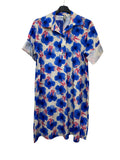 VC24002CROY Cotton Poppy Floral Shirt Dress Royal Blue