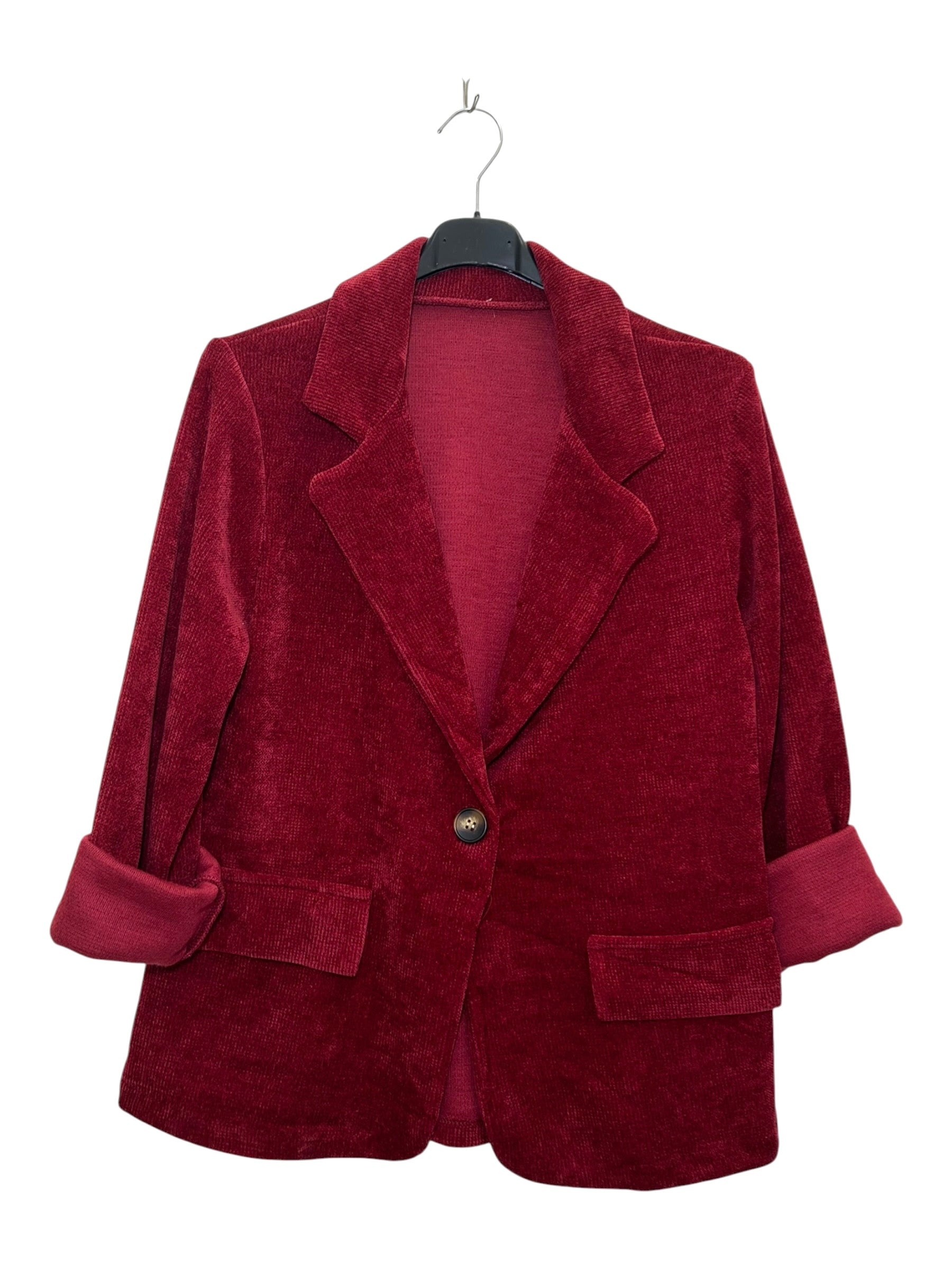 VM51 Wine Red Velvet Blazer