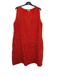 VC1302PRED Sleeveless Linen Polka Dot Dress Red