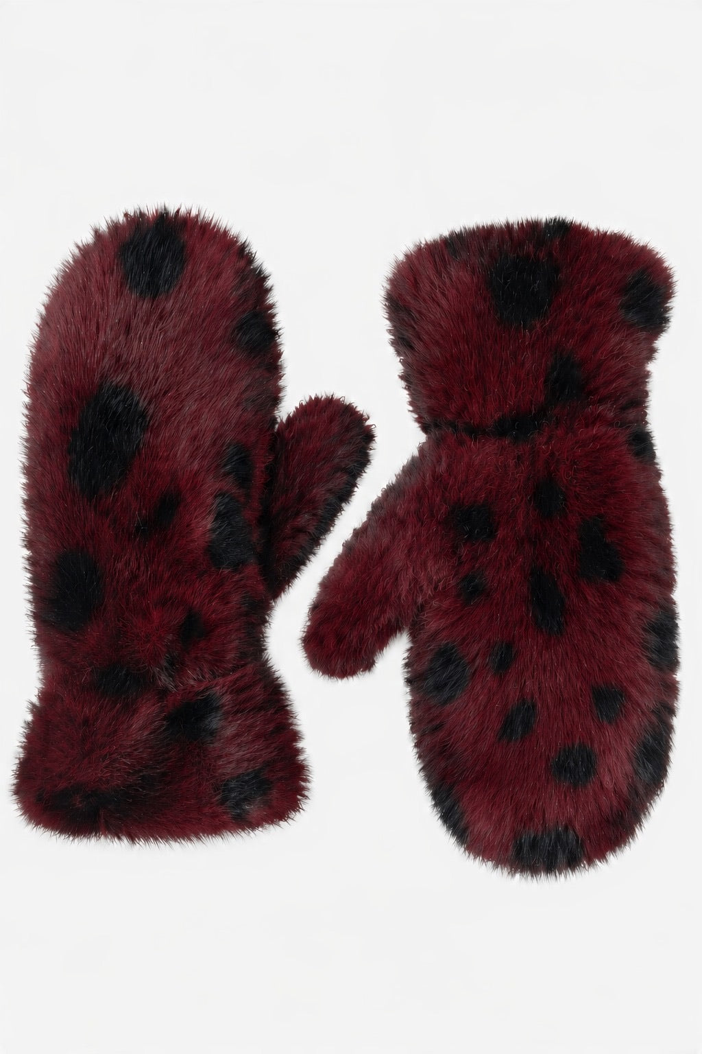 JA262 Wine Spotted Fur Mittens