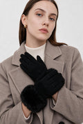 JA339 Black Fluffy Cuff Gloves
