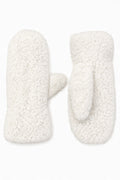 JA317 White Curly Teddy Mittens